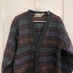 Vintage Christopher Hayes Shetland Wool Cardigan Made In Scotland Nordic Isle